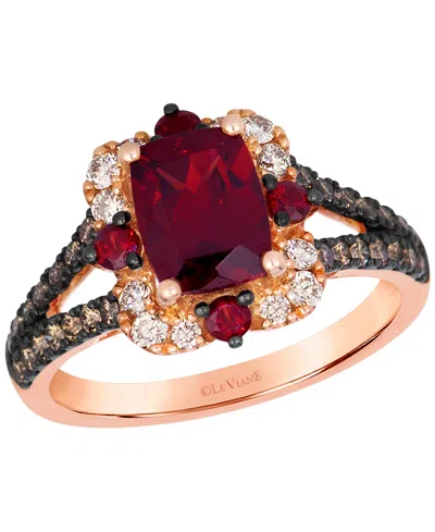 Le Vian Garnet (1-7/8 Ct. T.w.) & Diamond (5/8 Ct. T.w.) Ring In 14k Strawberry Gold In Multi