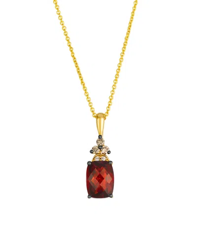 Le Vian Garnet (1.85 Ct. T.w.), Vanilla And Chocolate Diamond Pendant Necklace (0.08 Ct. T.w.) In 14k Honey  In Gold
