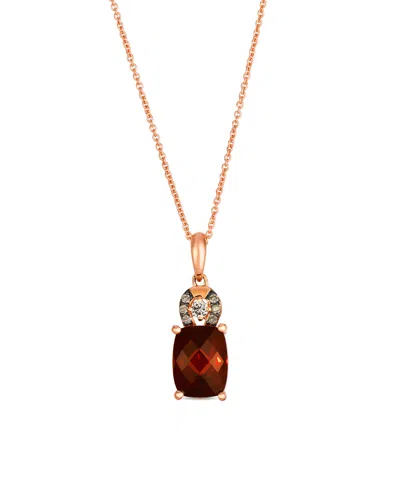 Le Vian Garnet (2.80 Ct. T.w.), Vanilla And Chocolate Diamond Pendant Necklace (0.12 Ct. T.w.) In 14k Strawb In Gold