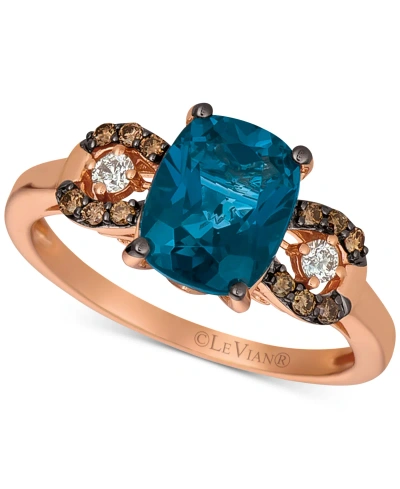 Le Vian Gemstone & Diamond Ring In 14k Rose Gold Or 14k Yellow Gold In Blue Topaz