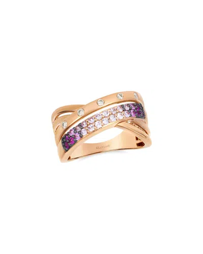 Le Vian ® Gladiator 14k Rose Gold 0.56 Ct. Tw. Diamond & Pink Sapphire Cocktail Ring In Pattern