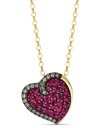 Le Vian ® Godiva 14k 0.88 Ct. Tw. Diamond & Ruby Pendant Necklace In Burgundy