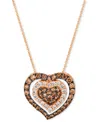 Le Vian Godiva X  Chocolate & Nude Diamond (1-1/4 Ct. T.w.) Heart 20" Adjustable Pendant Necklace In  In Gold