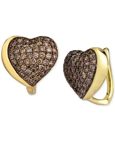 Le Vian Godiva X  Chocolate Diamond Pave Heart Statement Earrings (1-3/8 Ct. T.w.) In 14k Gold In Multi