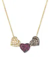 Le Vian Godiva X  Passion Ruby (1/3 Ct. T.w.) & Diamond (5/8 Ct. T.w.) Pave Heart Statement Necklace In Honey Gold