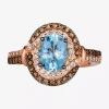 Le Vian Grand Sample Sale Ring Featuring 1 1/2 Ct. Sea Blue Aquamarine 1/3 Ct. Chocolate Diamonds 1/4 Ct. Nude Diamonds Set In In Blue