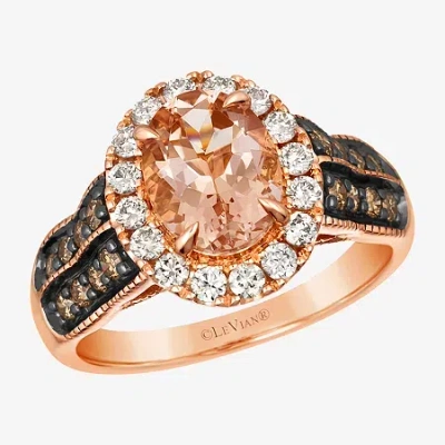 Le Vian Grand Sample Sale Ring Featuring 1 1/3 Ct. Peach Morganite 1/3 Ct. Chocolate Diamonds 3/8 Ct. Nude Diamonds Set In 14k In Pink