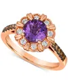 Le Vian Grape Amethyst (1-1/6 Ct. T.w.) & Diamond (1/3 Ct. T.w.) Flower Ring In 14k Rose Gold In Grape Amethyst
