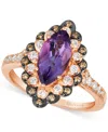 Le Vian Grape Amethyst (1-3/8 Ct. T.w.) & Diamond (3/8 Ct. T.w.) Marquise Halo Ring In 14k Rose Gold In Purple
