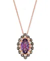 Le Vian Grape Amethyst (1-5/8 Ct. T.w.) & Diamond (1/3 Ct. T.w.) Marquise Halo Adjustable 20" Pendant Neckla In Gold