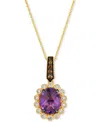 Le Vian Grape Amethyst (2-1/3 Ct. T.w.) & Diamond (1/3 Ct. T.w.) Oval Halo Pendant Necklace In 14k Gold, 18" In No Color