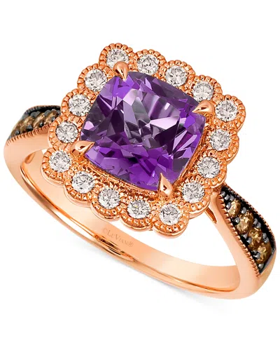 Le Vian Grape Amethyst (2-1/5 Ct. T.w.) & Diamond (1/2 Ct. T.w.) Halo Ring In 14k Rose Gold
