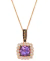 Le Vian Grape Amethyst (2-1/8 Ct. T.w.) & Diamond (3/8 Ct. T.w.) Halo Pendant Necklace In 14k Rose Gold, 18" In No Color