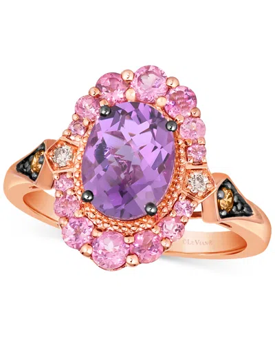 Le Vian Grape Amethyst (3/4 Ct. T.w.), Passionfruit Tourmaline (5/8 Ct. T.w.), Chocolate Diamond (1/10 Ct. T In Multi