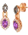 Le Vian Grape Amethyst (7/8 Ct. T.w.) & Diamond (1/3 Ct. T.w.) Halo Drop Earrings In 14k Rose Gold In Gold