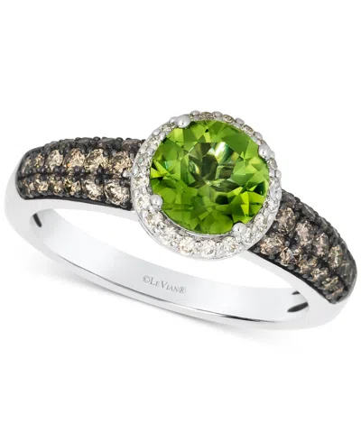 Le Vian Green Apple Peridot (1-1/3 Ct. T.w.) & Diamond (1/2 Ct. T.w.) Ring In 14k White Gold
