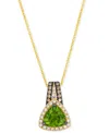 Le Vian Green Apple Peridot (1-1/6 Ct. T.w.) & Diamond (1/5 Ct. T.w.) Trillion Halo Adjustable 20" Pendant N