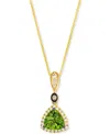 Le Vian Green Apple Peridot (1-1/8 Ct. T.w.) & Diamond (1/5 Ct. T.w.) Trillion Halo Adjustable 20" Pendant N