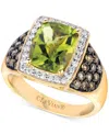 Le Vian Green Apple Peridot (3-1/20 Ct. T.w.) & Diamond (5/8 Ct. T.w.) Halo Cushion Statement Ring In 14k Go In No Color