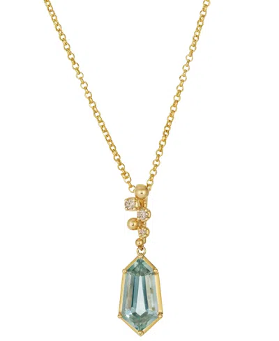 Le Vian Honey Gold Diamond And Green Quartz Pendant (1/20 Ct. T.w. Diamond, 2 5/8 Ct. T.w. Green Quartz) In 
