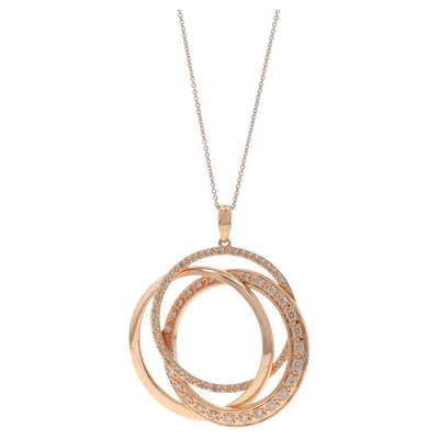 Pre-owned Le Vian Interlocking Rings Diamond Eternity Necklace Rose Gold 14k 1.00ctw Adj In Red