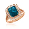 Le Vian Ladies Baguette Halo Ring Set In 14k Strawberry Gold In Pink/rose Gold Tone/gold Tone