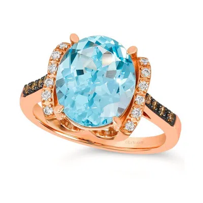 Le Vian Ladies Blue Topaz Rings Set In 14k Strawberry Gold In ["pink","gold Tone","rose Gold Tone"]