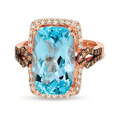 Le Vian Ladies Blue Topaz Rings Set In 14k Strawberry Gold In Pink/rose Gold Tone/gold Tone