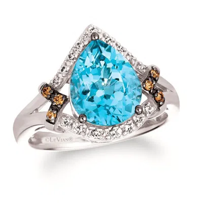 Le Vian Ladies Blue Topaz Rings Set In 14k Vanilla Gold In Brown