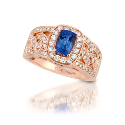Le Vian Ladies Blueberry Tanzanite Rings Set In 14k Strawberry Gold