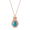 Le Vian 14k Rose Gold 2.40 Ct. Tw. Diamond & Blue Zircon Pendant Necklace In Pink/rose Gold Tone/gold Tone