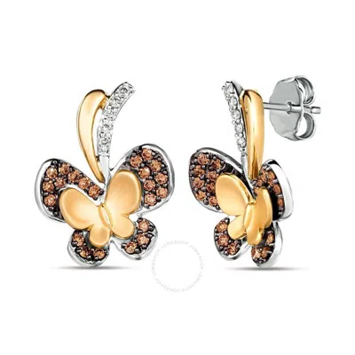 Le Vian Ladies Butterfly Away Earrings Set In 14k Two Tone Gold In Two-tone