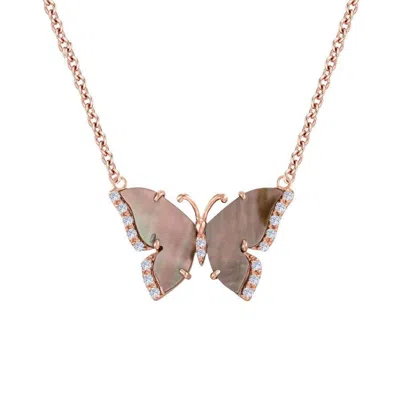 Le Vian Ladies Butterfly Necklaces Set In 14k Strawberry Gold In Multi