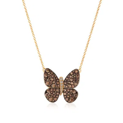 Le Vian Ladies Butterfly Necklaces Set In 14k Strawberry Gold In Brown