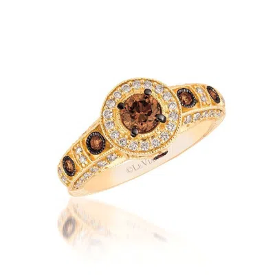 Le Vian Ladies Chocolate And Honey Solitaire Rings Set In 14k Honey Gold