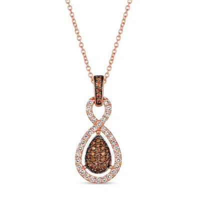 Le Vian Ladies Chocolate And Strawberry Clusters Necklaces Set In 14k Strawberry Gold In Rose Gold-tone