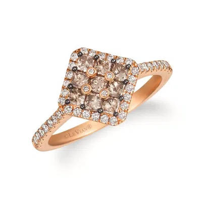 Le Vian Ladies Chocolate And Strawberry Clusters Rings Set In 14k Strawberry Gold