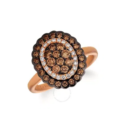 Le Vian Ladies Chocolate And Strawberry Clusters Rings Set In 14k Strawberry Gold In Rose Gold-tone