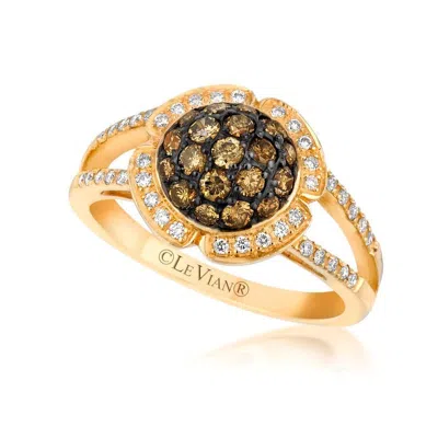 Le Vian Ladies Chocolate Cluster Rings In 14k Honey Gold In Brown