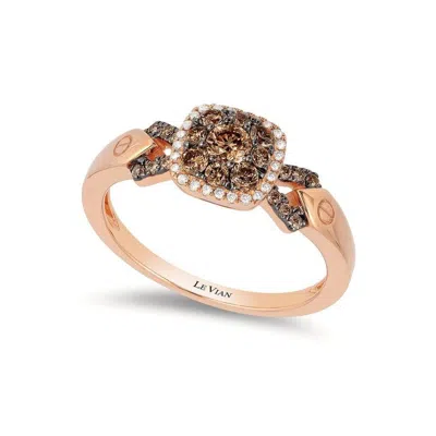Le Vian Ladies Chocolate Cluster Rings Set In 14k Strawberry Gold In Multi