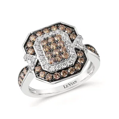 Le Vian Ladies Chocolate Cluster Rings Set In 14k Vanilla Gold In Metallic