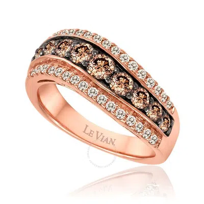 Le Vian Ladies Chocolate Diamond Bands Rings Set In 14k Strawberry Gold In Rose Gold-tone