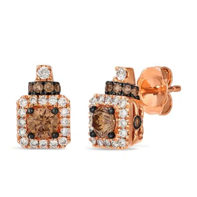 Le Vian Ladies Chocolate Diamonds Earrings Set In 14k Strawberry Gold