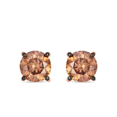 Le Vian Ladies Chocolate Diamonds Earrings Set In 14k Strawberry Gold