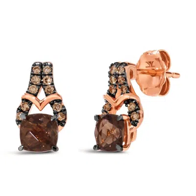 Le Vian Ladies Chocolate Diamonds Earrings Set In 14k Strawberry Gold