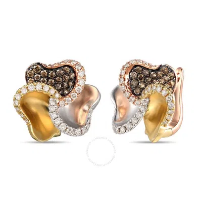 Le Vian Ladies Chocolate Diamonds Earrings Set In 14k Tri Color Gold In Metallic