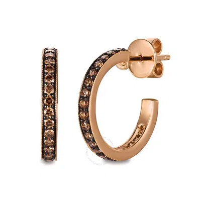 Le Vian Ladies Chocolate Diamonds Fashion Earrings In 14k Strawberry Gold In Brown