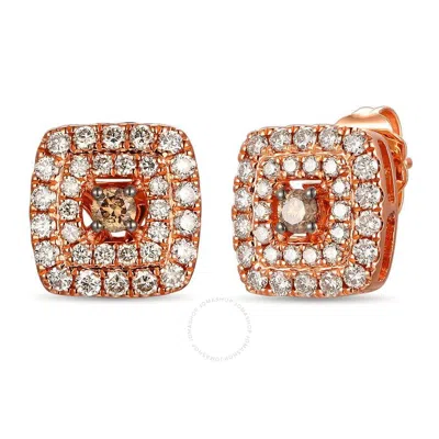 Le Vian Ladies Chocolate Diamonds Fashion Earrings In 14k Strawberry Gold In Brown