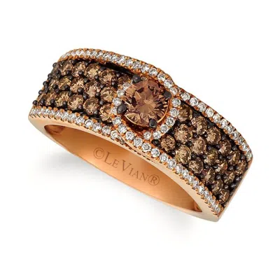Le Vian Ladies Chocolate Diamonds Rings Set In 14k Strawberry Gold