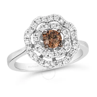 Le Vian Ladies Chocolate Diamonds Solitaire Rings Set In 14k Vanilla Gold In White